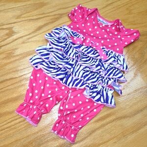 Laura Dare Boutique Baby Newborn Ruffles Pink Polka Dot Purple Zebra